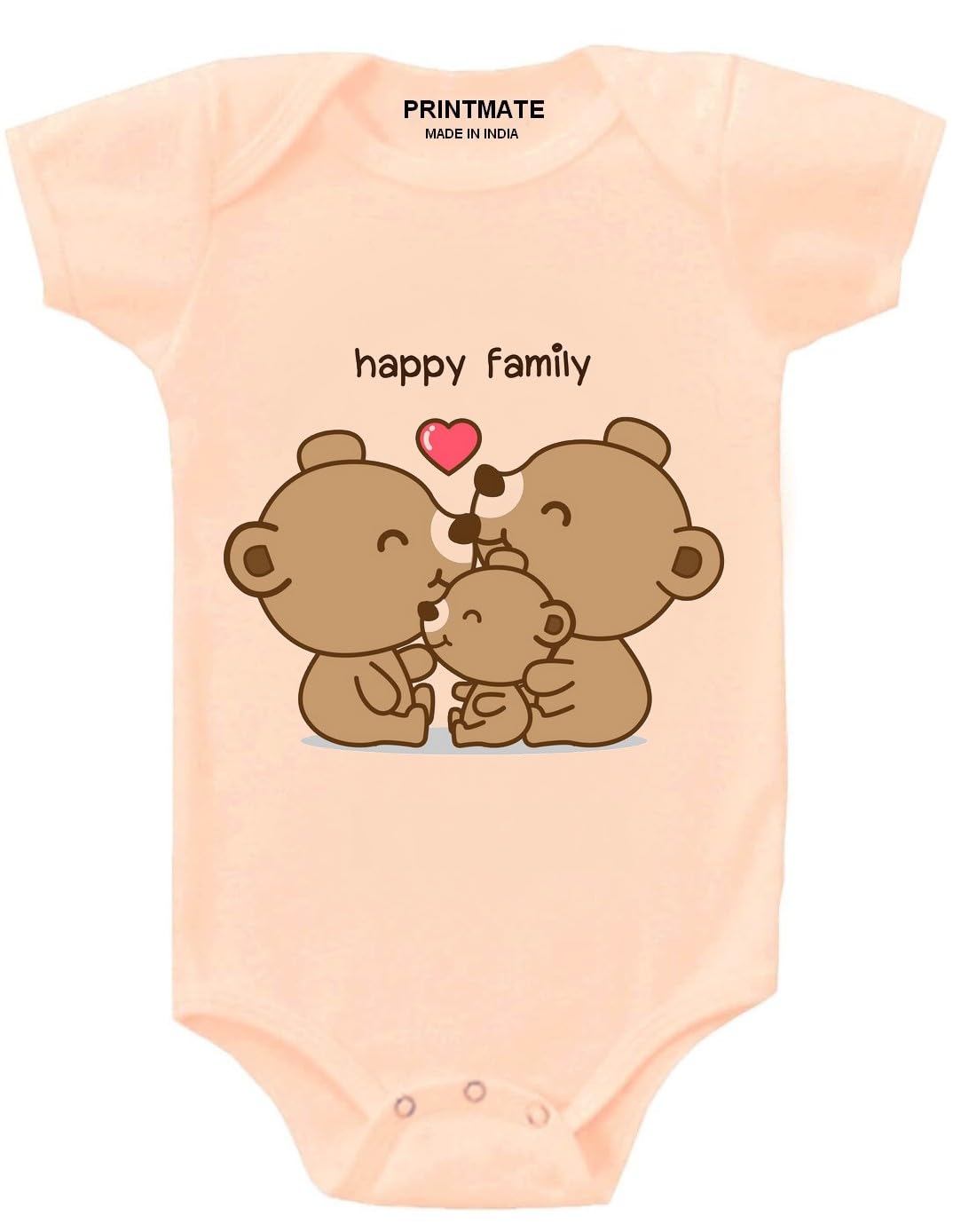 Printmate® Happy Family Printed Half Sleeve Unisex Baby Romper | Onesies & Baby Rompers for New Born Baby Boys & Girls (B638)