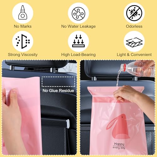 Image of 105 Pcs Car Trash Bags Disposable, Car Garbage Bag, Self Adhesive Small Trash Bags for Car, Portable Waterproof Leak Proof Barf Vomit Bags, Self Adhesive Cleaning Bags for Cars, Bedrooms, Kitchens