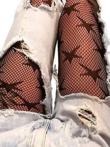 Fishnet Das Mulheres,Baugger Sexy Women Fishnet Pantyhose Estrelas Padrão Meias Meias Pentagram Body