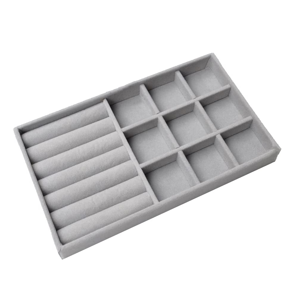 Clear Jewelry Box Acrylic Velvet Jewelry Organizer, Jewelry Tray Drawer Organizer, Necklace Storage Jewellery Display Trays Box for Dresser, Jewelry Drawer Dividers Container