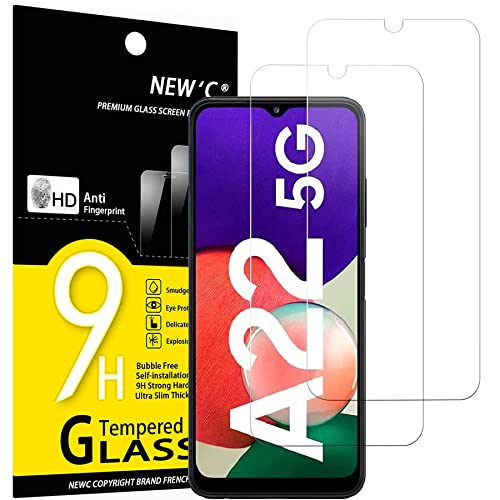 NEWC 2 Stück für Samsung Galaxy A22 5G für Panzerglas (Nicht für Samsung Galaxy A22 4G) Frei von Kratzern 9H Härte HD Displayschutzfolie 0.33mm Ultra-klar Ultrabeständig