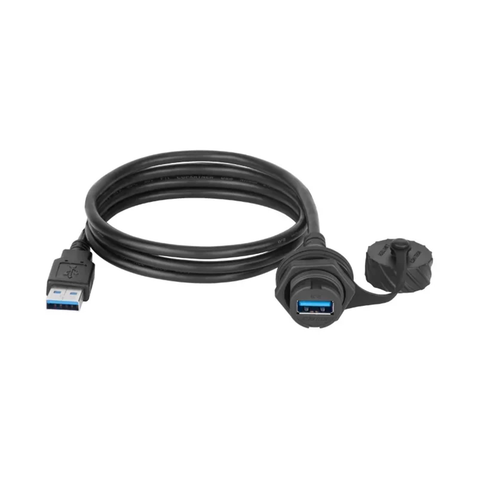 LU20 Otwór 20,8 mm Gniazdo USB 3.0 Wodoodporny A Złącze USB Gniazdo żeńskie Adapter Prosty przedłużacz danych M20 (2 m kabel, nakrętka metalowa)