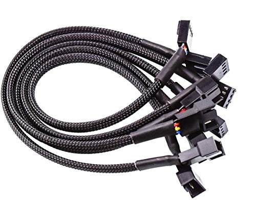 Preisvergleich Produktbild FEIGO 4 Pin PWM Kabel für Lüfterverteiler, Steckergehäuse Geflochtenen Ärmeln Verlängerung Lüfterkabel Männlich zu Weiblich Kompatibel mit 4Pin und 3pin Lüfter