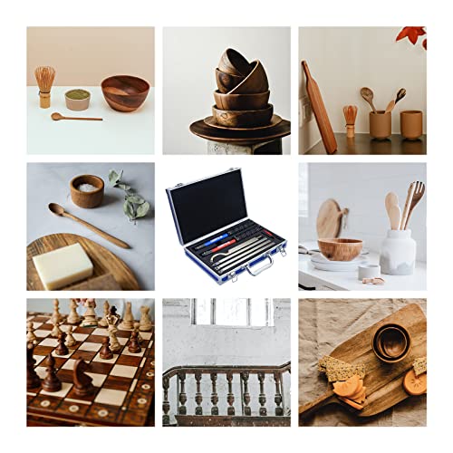 Deefiine Carbide Tipped Wood Lathe Turning Tools Set, Lathe Rougher Finisher Swan Neck Hollowing Tools And Interchangeable 19.5"Soft Grip Handle With Diamond Round Square Carbide Inserts(Red、Blue) #TOP5