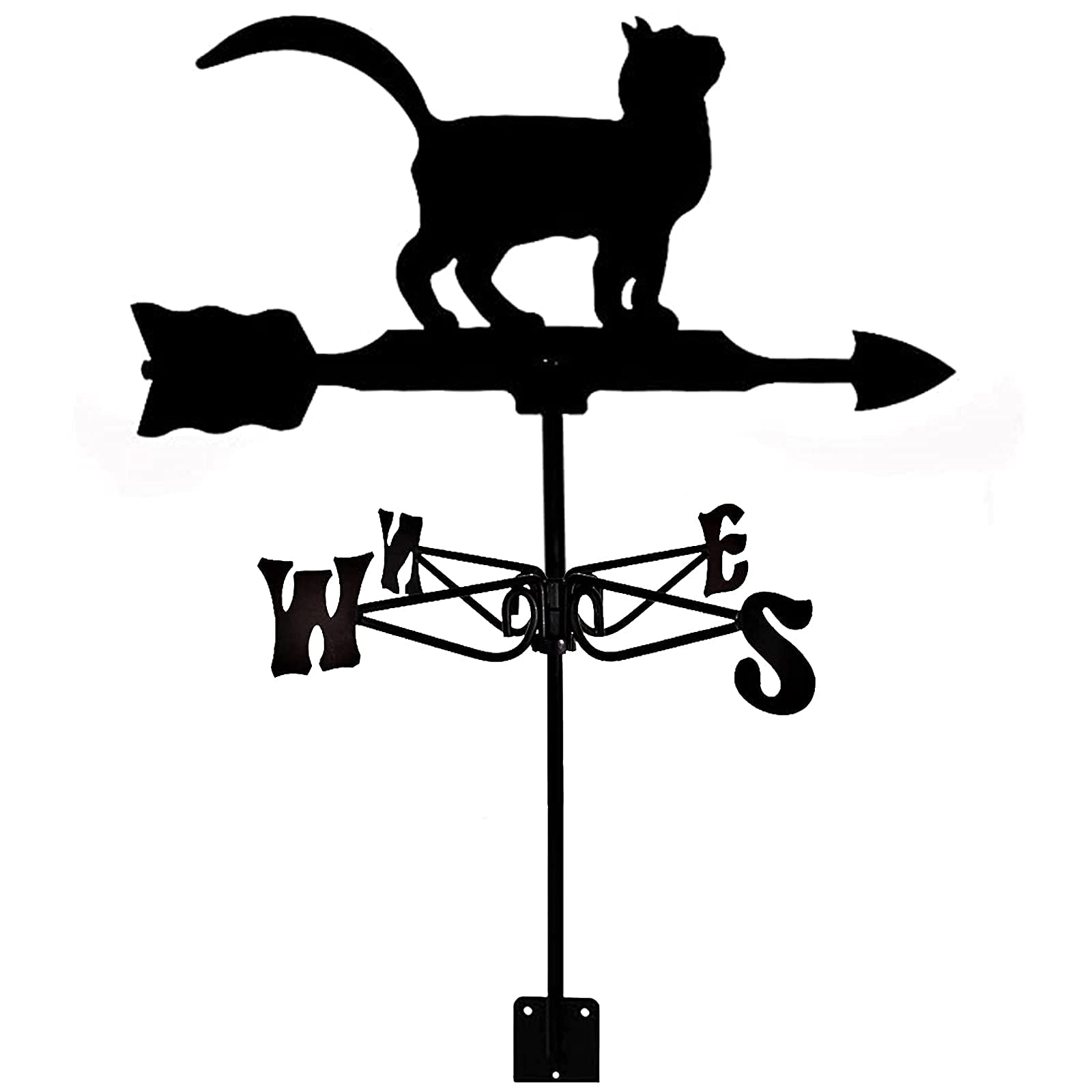 TAXXII Cat Silhouette Metal Weathervane - Weather Vane Wind Direction Indicator For Garden Decoration Outdoor Weathercock Roof Or Paddock