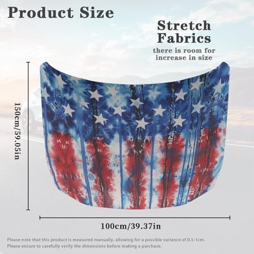Image of Car Hood Cover, Car Hood Wrap Blanket American Flag Stretchable Waterproof Automotive Outdoor Decorations for Compact SUV Sedans Trucks (59x39 Inch)