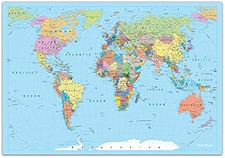 Faithful Prints World Map Poster Atlas Print Educational Classroom Chart (A2 (420 x 594mm))
