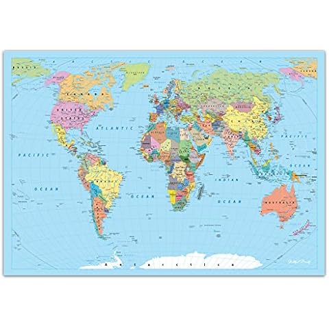 Faithful Prints World Map Poster Atlas Print Educational Classroom Chart (A2 (420 x 594mm)) Cover