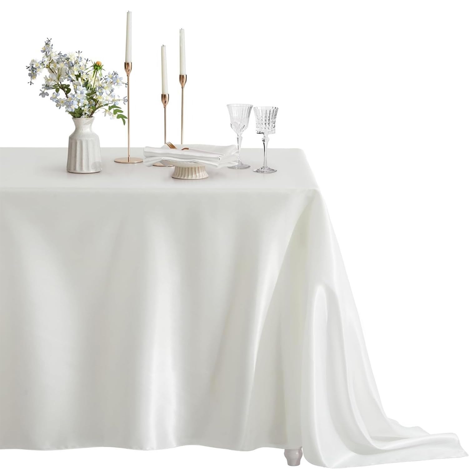 Jyswx Rectangle Tablecloth 150x300cm(pack of 2) – White Table Cloth Party Machine Washable, Durable Polyester Table Cover for Weddings, Dining, Parties & Events