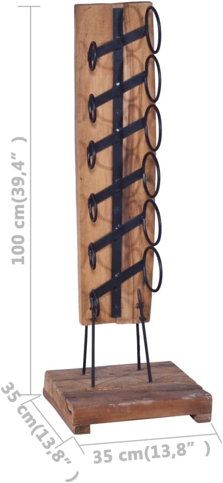 Wine Rack for 6 Bottles,Wooden Wine Rack,Freestanding Wine Rack,Retro Style,Display Stand,for Kitchen,Pantry,Cabinet, Bar,Entertaining,Basement,13.8"x13.8"x39.4" Solid Teak Wood