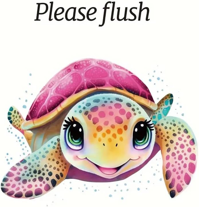 Christmas Pink Turtle Toilet Cover Sticker Decals,Spring Flower Leaf Butterfly Waterproof Toilet Lid Tank Seat Decals Cistern Self-Adhesive Bathroom Wall Sticker