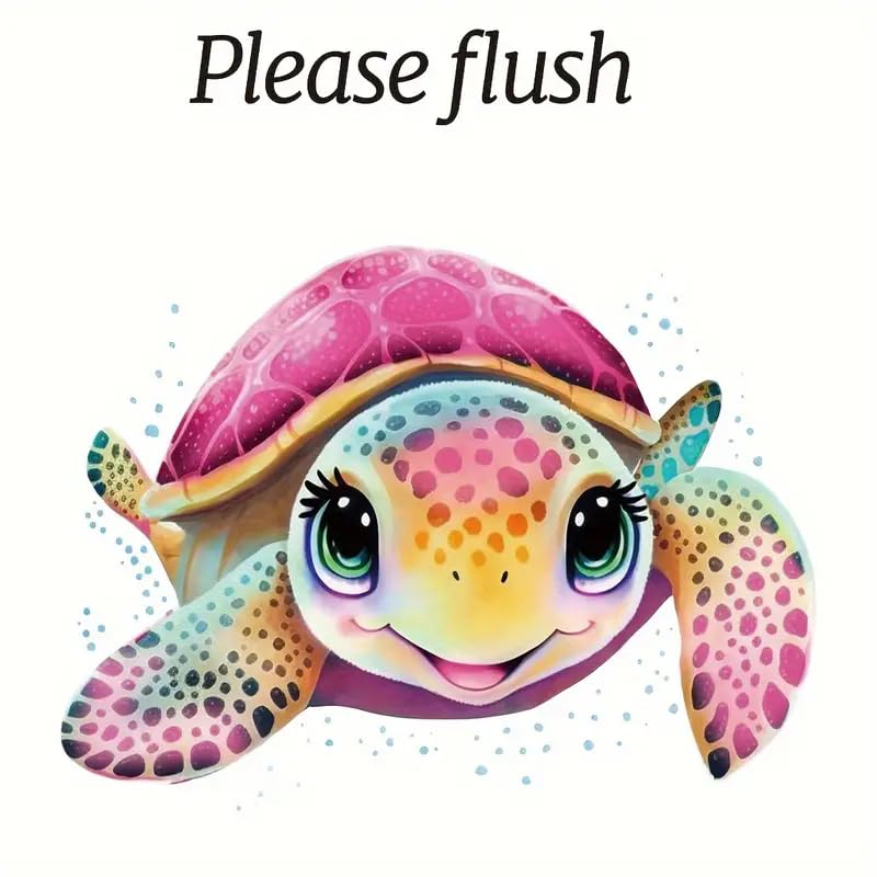 Christmas Pink Turtle Toilet Cover Sticker Decals,Spring Flower Leaf Butterfly Waterproof Toilet Lid Tank Seat Decals Cistern Self-Adhesive Bathroom Wall Sticker
