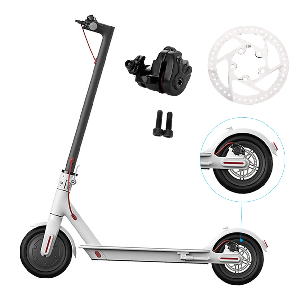 Set Freno a Disco per Monopattino Elettrico, Cavo e Pinza M365