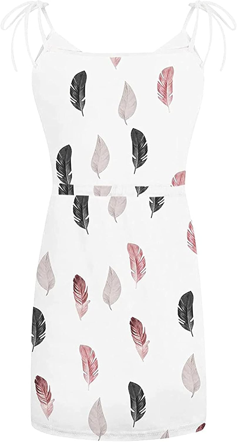 Meitianfacai Women Summer Pocket Dresses Casual V Neck Sleeveless Spaghetti Dress Drawstring Mini Dress Sling Tube Dress