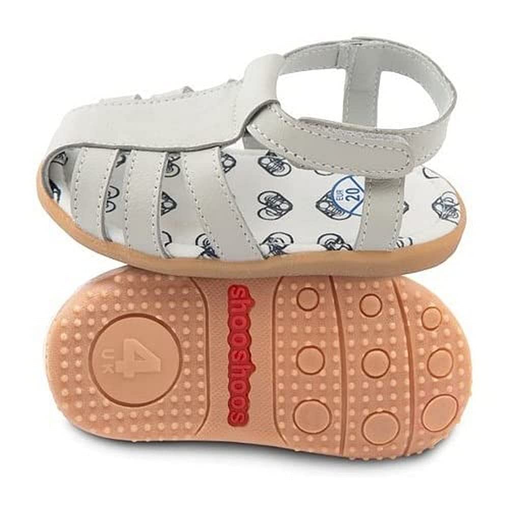 Shoo Shoos - Zapatitos de piel suela dura, talla 20, estilo sandalias gris