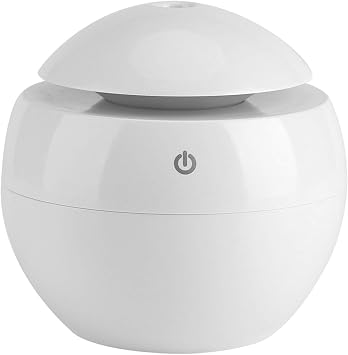 USB Essential LED Touch Aroma Ultrasonic Humidifier Oil Diffuser Air Purifier Mini Size, Multi Color Lighting Settings with Quiet Operation, USB Power Supply for Home (White)