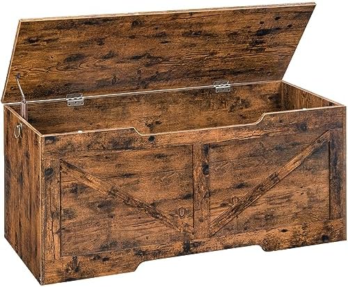 HOOBRO Storage Bench, 43.3” Retro Wooden Storage Chest with U-Sha...