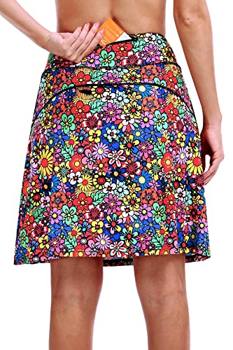 KORALHY 20" Knee Length Skorts Skirts for Women, High Waisted Tennis Athletic Skirt with Zipper Pocket2