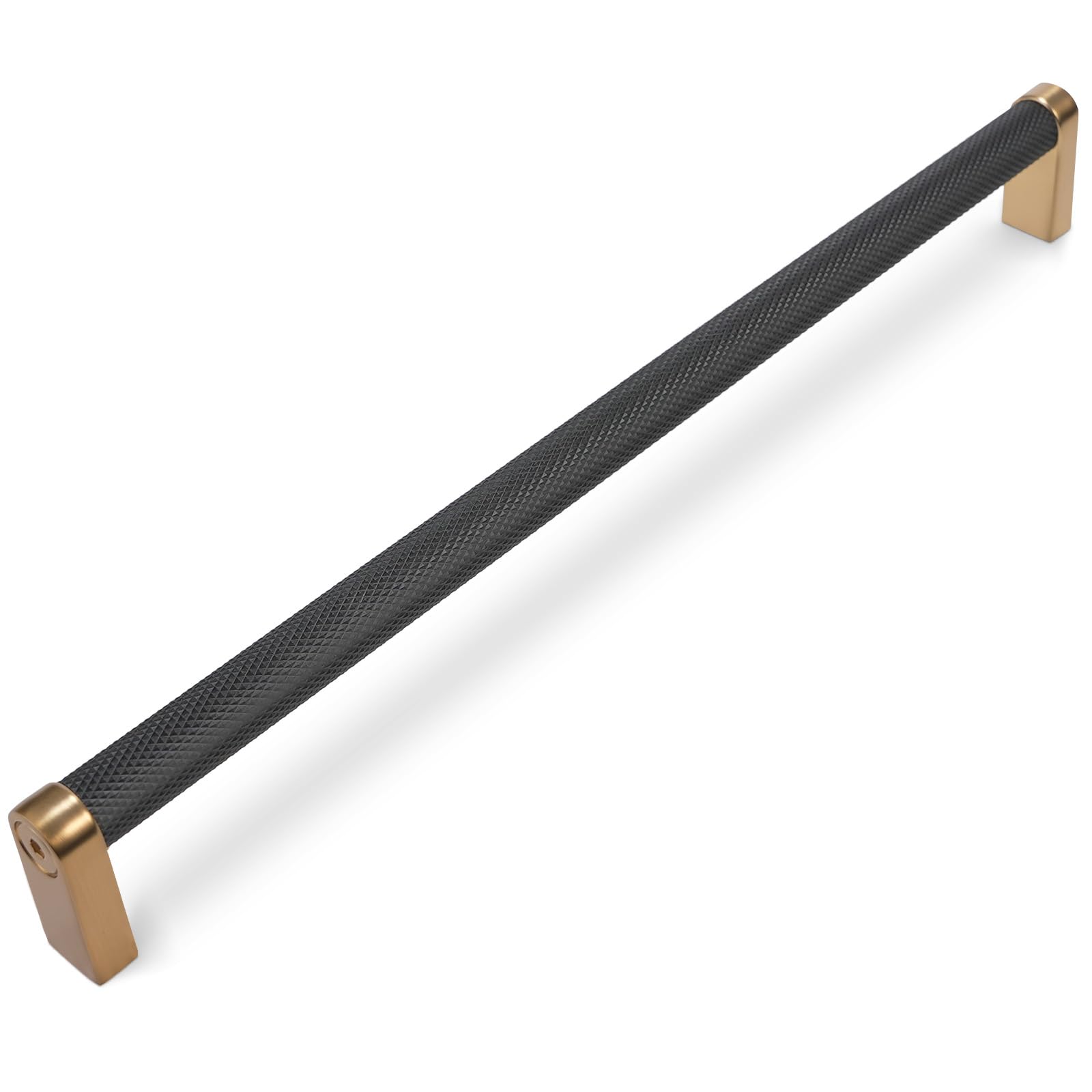 POVEFONK 10 Pack 10 Inch (254mm) Black and Champagne Bronze Kitchen Cabinet Handles Knurled Cabinet Pulls Black Drawer Pulls Kitchen Cabinet Hardware