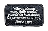 Bastion Tactical Combat Badge Military Hook and Loop Badge Embroidered Velcro Morale Patch - Luke 11:21 BNW
