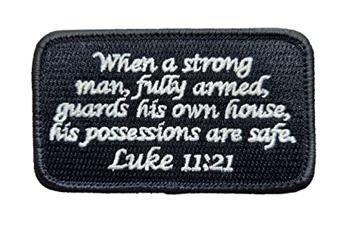 BASTION Morale Patches (Luke 11:21, BNW) | 3D Embroidered Patches with Hook & Loop Fastener Backing | Well-Made Clean Stitching | Christian Patches Ideal for Tactical Bag, Hats & Vest