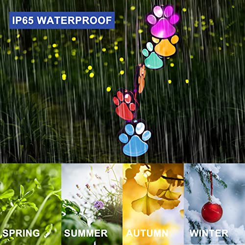 Solar Paw Print Wind Chime Light, Dog Decor Gifts, Waterproof Color Changing Wind Chimes Outdoor, Garden Lawn Yard Decor Gifts, Dog Decorative Mobiles, Sympathy Gift For Pet Lover #TOP2