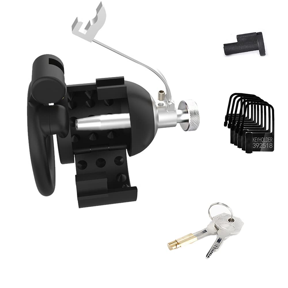 Keuschheitsgürtel für extreme Fetisch Männer, Harz 3D Peniskäfig mit 4 Cockringen ＆ hohl Dilatator Keuschheit Set CBT Folter mit Spikes SM Bondage Keuschheitskäfig (Bogenring)