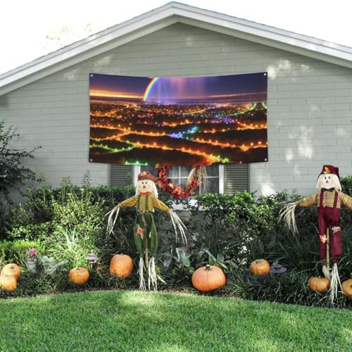 MINDBBDFJ Rainbows And Lights Print Banners And Signs For Outdoor/Indoor,Personalized Banner Customizable Parties Halloween Banner (180x90cm)3