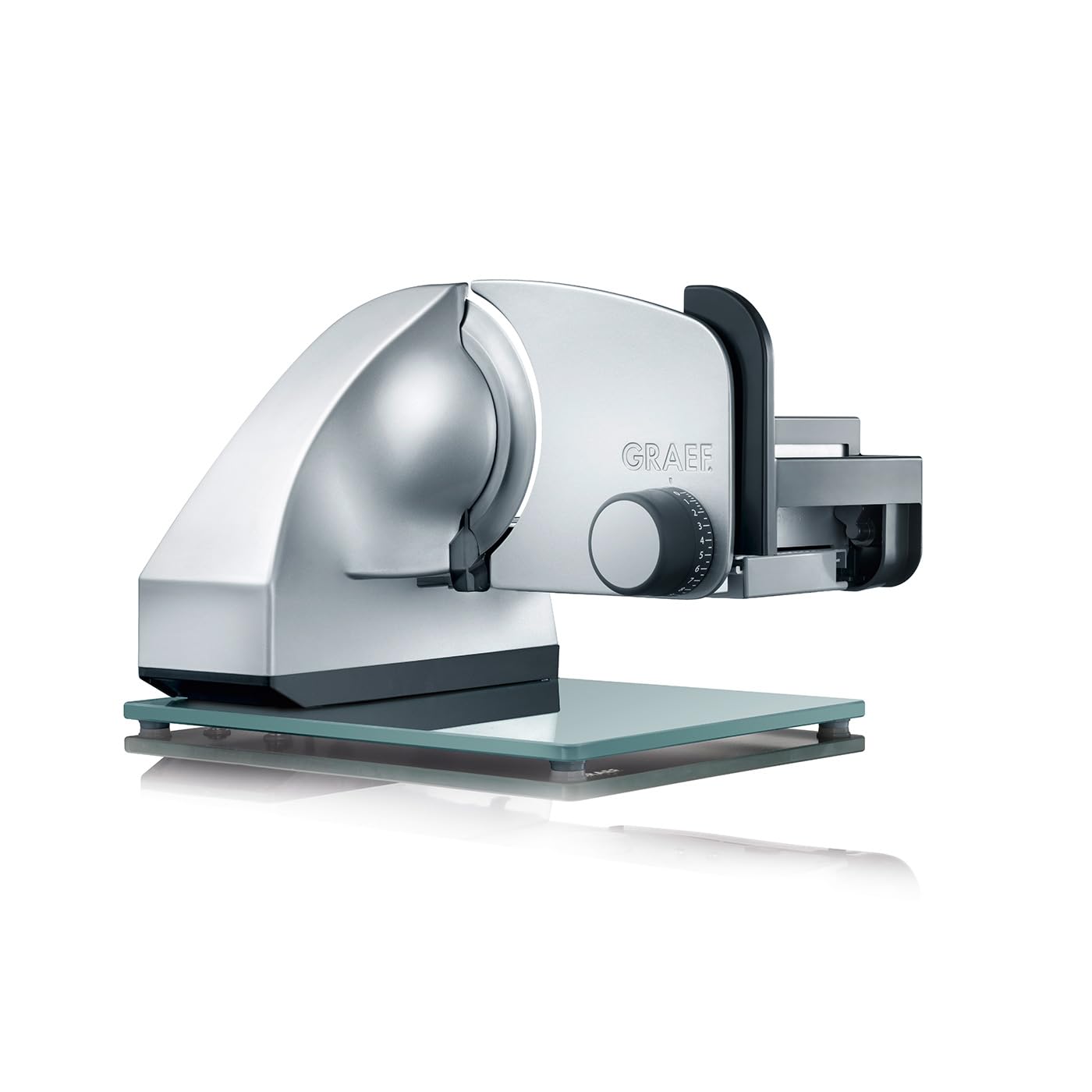 GRAEF Master M90 Affettatrice Made in Germany, inclinabile 30°, lama piena Ø170 mm, taglio 0–20 mm, 170W, metallo, argento
