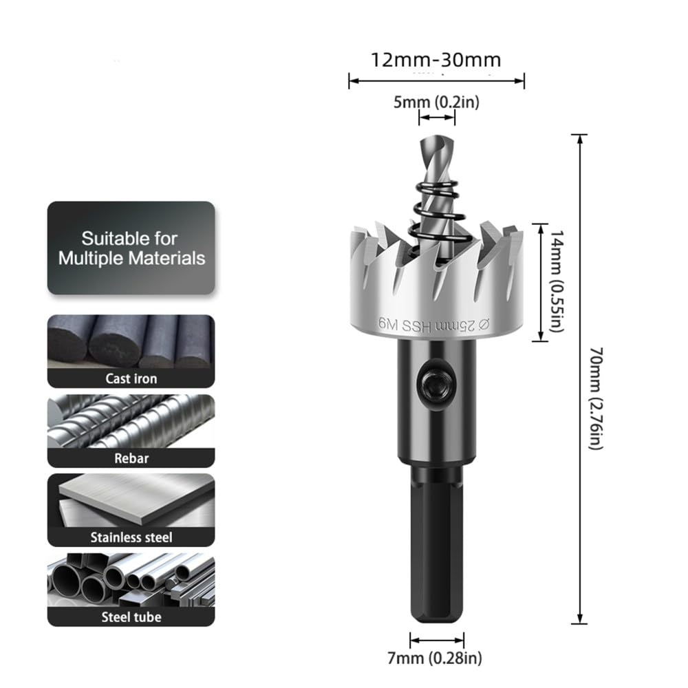 Broca HSS, cortador de sierra bimetálica para aluminio, hierro, acero inoxidable, cortador de madera DIY, kit de sierra perforadora HSS, 7 piezas