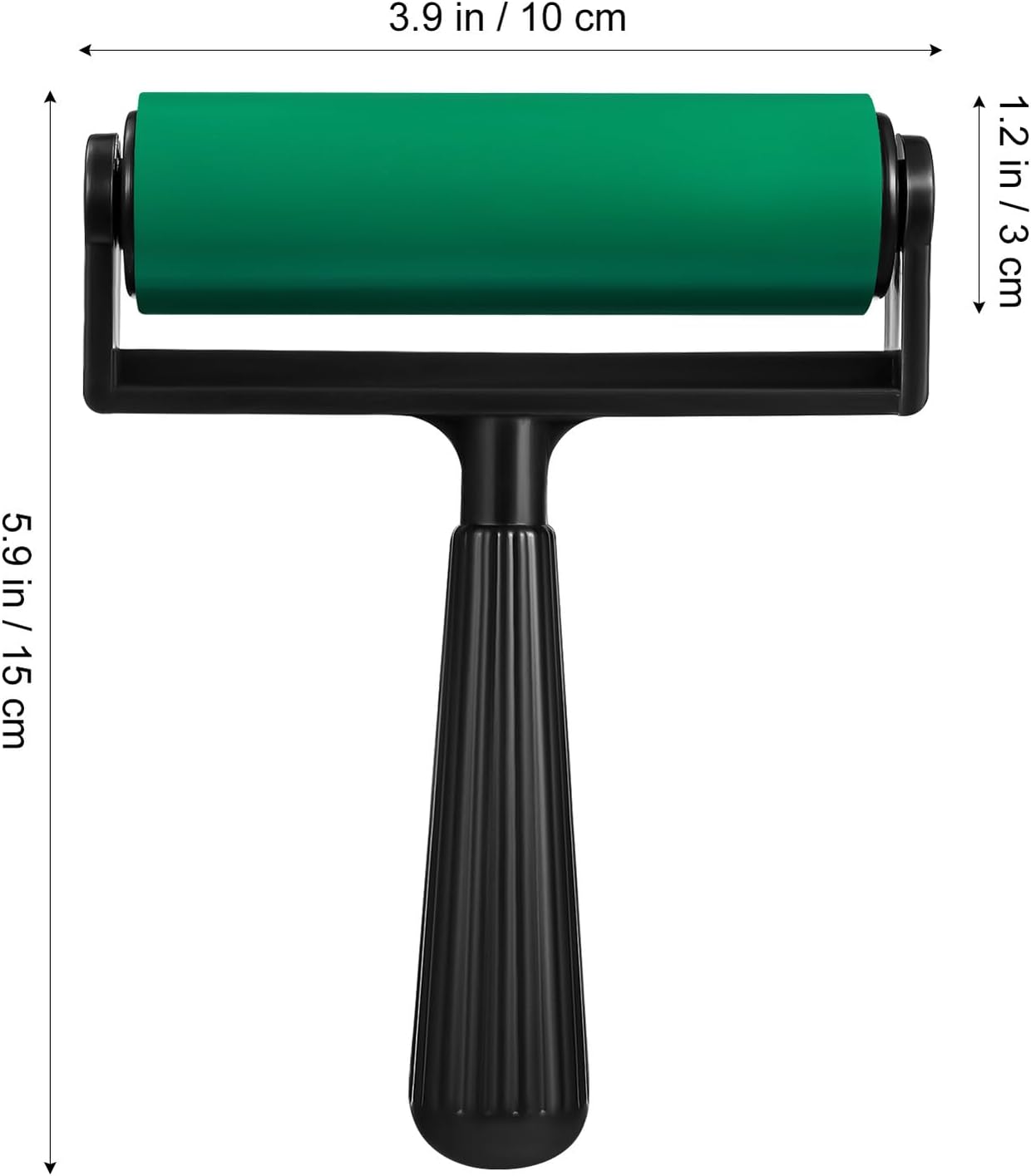 FUOYLOO Rubber Roller for Printmaking and Crafting with Smooth Cylinder Detachable Comfortable Handle Green Ink Roller for Stamping and Painting Projects