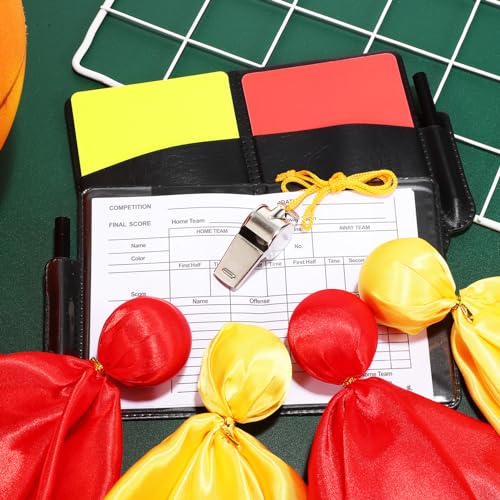 Kit árbitro fútbol silbatos tarjetas y banderas miniatura 3
