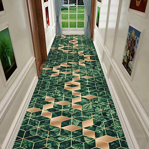 Alfombras de pasillo largo de impresión nórdica y moqueta de entrada verde premium 3