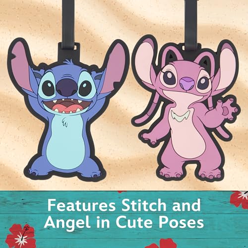 Disney Stitch and Angel 2-Piece Suitcase ID Tag Set with Adjustable Straps, Multi, One Size3