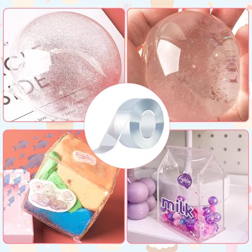 Kunaxku 65 Pièces Nano Tape Bubble Kit,6 Ruban (5cm x 1m) + 59 Paquets De Matériel De Luxe,Ruban à Bulles Gonflable,Rubans à Bulles DIY Craft Kit pour Enfants,Avec Paillettes,Sequins,Autocollants,etc