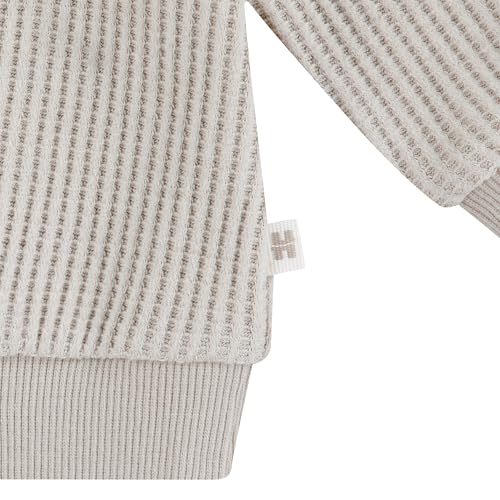 HUGGIES Waffle Knit Crewneck Sweatshirt and Pants 2-Piece Outfit Set - image 3