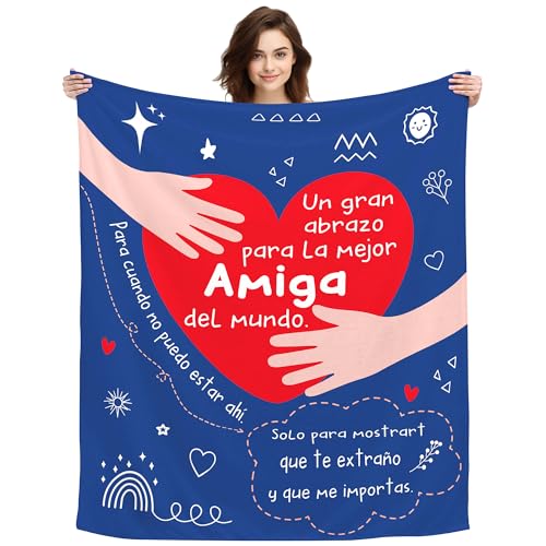 Mantas regalo para amiga original en color azul para cama y sofá de hogar 2