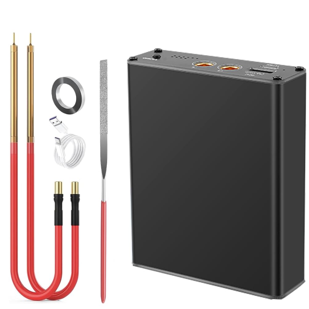 Batteria Spot Welder con 11 livelli di potenza di saldatura, 5000mAh batteria, 2M foglio di nichel-plate, per la fabbricazione di pacchi batteria (Nero)