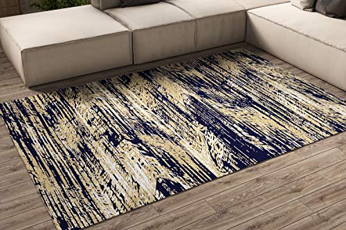 Oedim Alfombra Imitación Pintura Azul y Amarilla para Habitaciones PVC | 300 x 200 cm | Moqueta PVC | Suelo vinílico | Decoración del Hogar | Suelo Sintasol | Suelo de Protección |