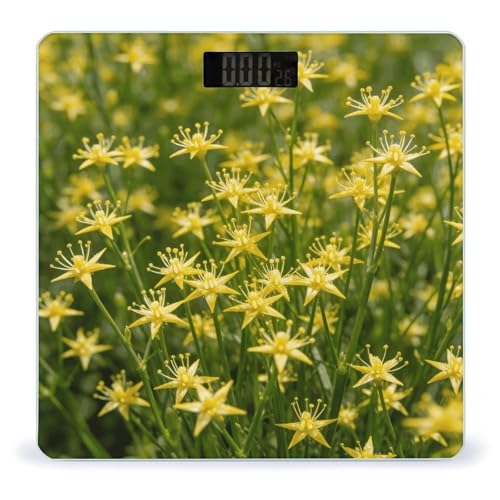 Báscula digital de baño pequeña con diseño amarillo floral miniatura 1
