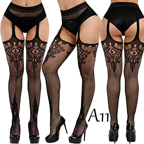 Image of Womens Suspender Pantyhose High Waist Fishnet Tights Fishnet Stockings Thigh High Stockings