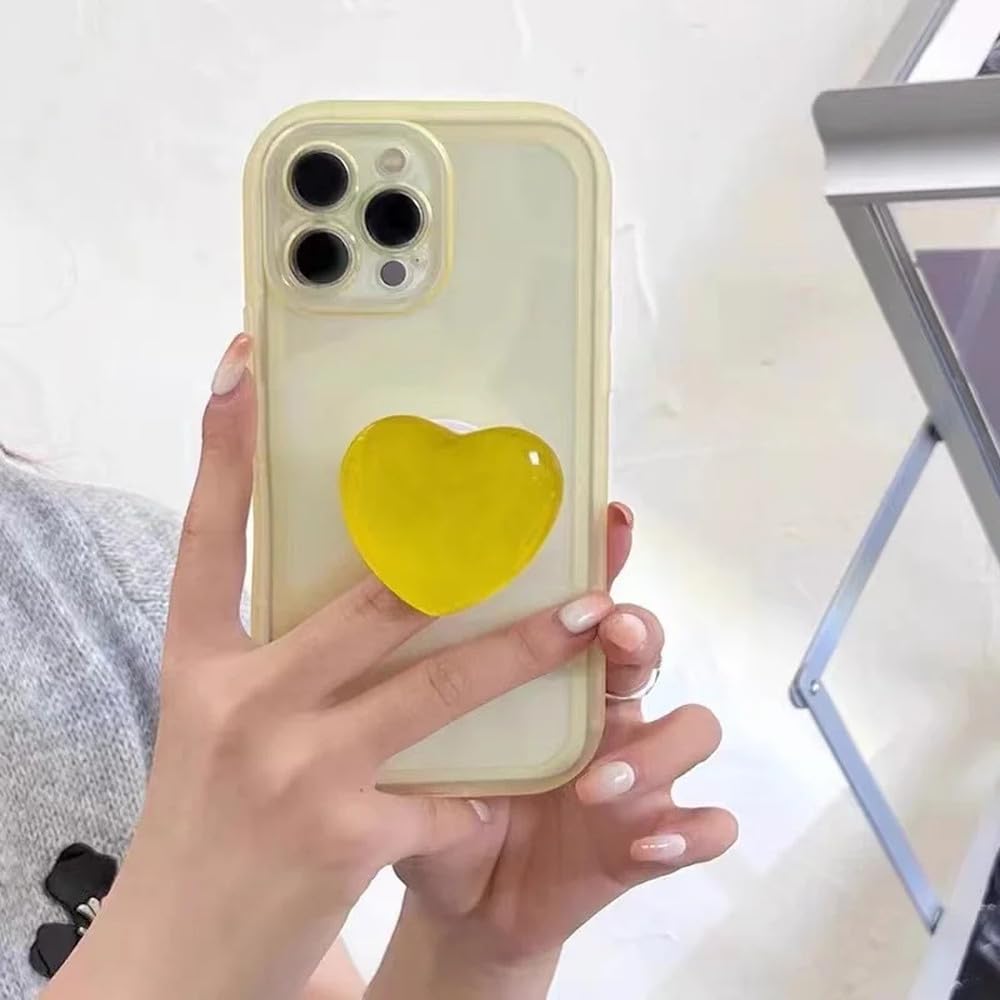 Coque silicone iPhone XR jaune translucide protection arrière avec cœur - 6