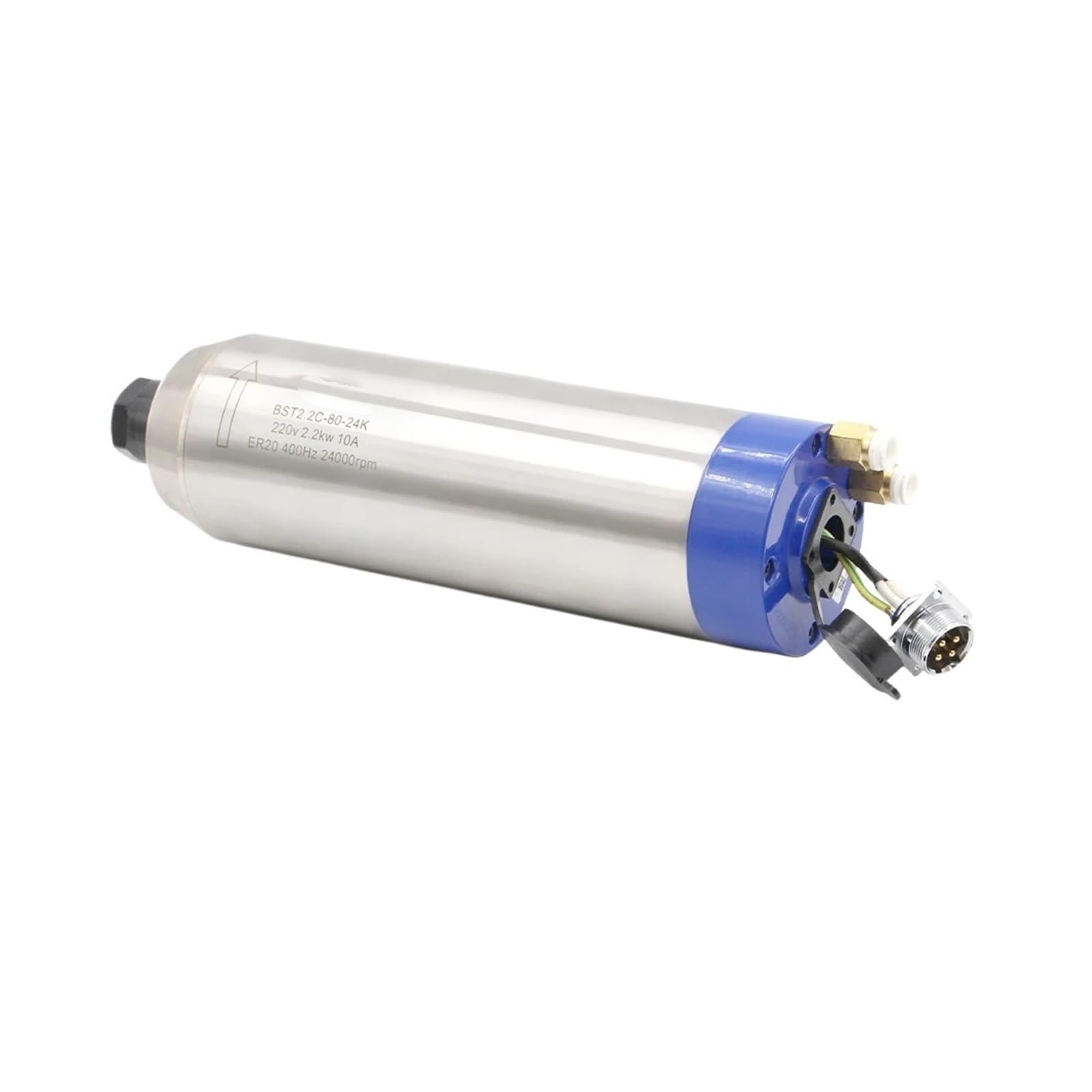 2.2kW Bullet Water Cooled Spindle ER20 80mm for Wood Stone 110V/220V/380V(380v Common,Ceramic Bearings)