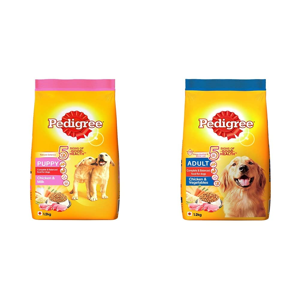 Pedigree Puppy Dry Dog Food, Chicken & Milk, 1.2kg Pack and Adult Dry Dog Food, Chicken & Vegetables, 1.2kg Pack (B08GMV2MR2) Amazon Price History, Amazon Price Tracker