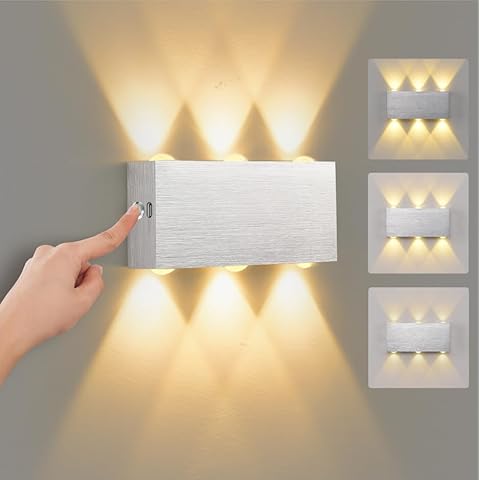 ANKBOY Battery Operated Wall Sconce Indoor with Switch, Touch Control Adjustable Brightness, 6W LED Cordless Rechargeable 4000mAh Battery Wall Lamp Magnetic Up and Down Wall Lights, Warm White Cover