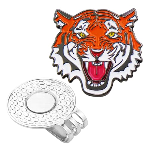 ゴルフボールマーカークリップ - ユニークなタイガーホルダー、マグネティックハットマウント コースアクセサリー、男性女性ギア、ポータブルオーガナイザー|トーナメント練習に最適な屋外屋内での使用