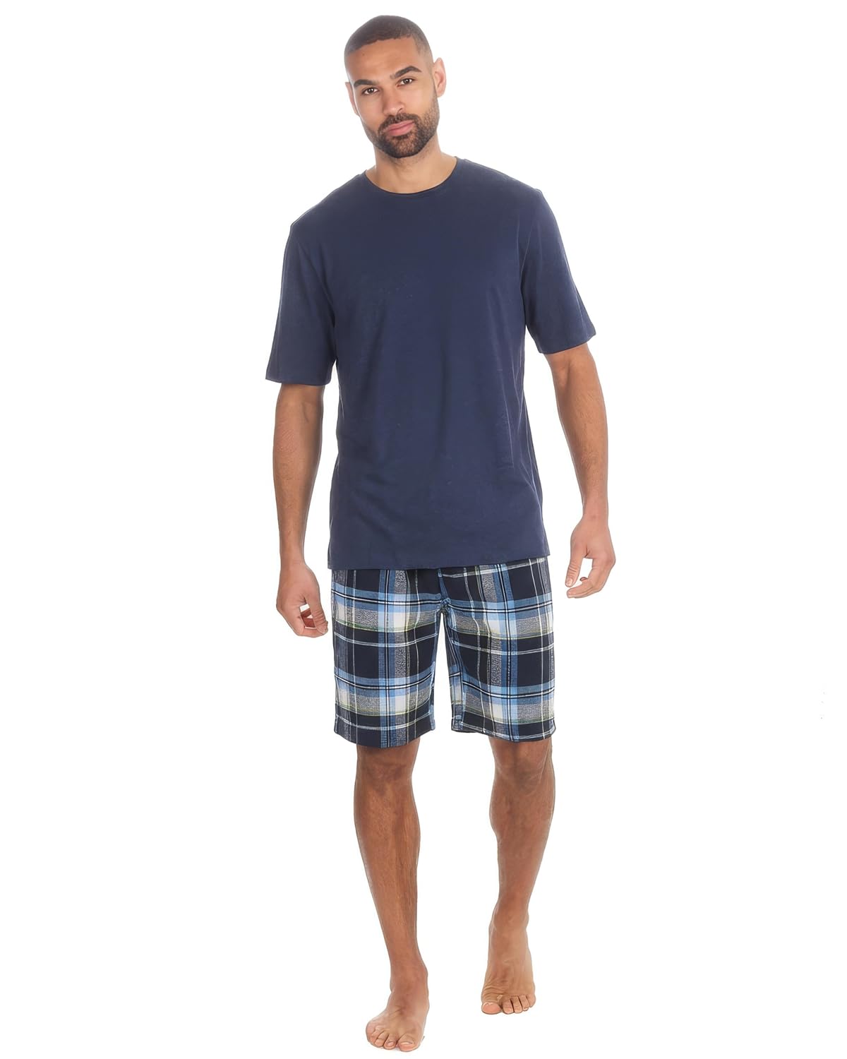 Undercover Mens Cargo Bay Flannel Short Pyjamas 31B2273 Denim/Navy Check L