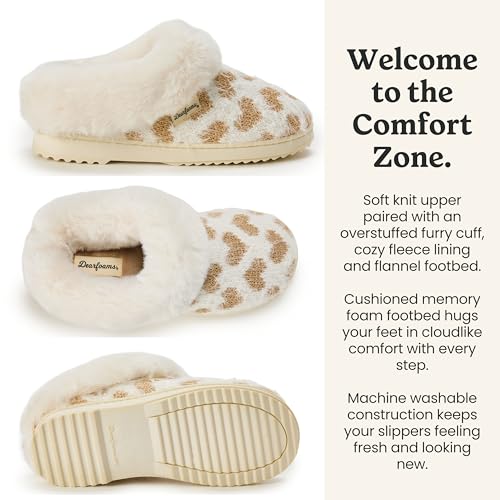 Image of Dearfoams Women's Memory Foam Cozy Soft House Slippers Gifts for Women Hannah Knit Clog House Shoes