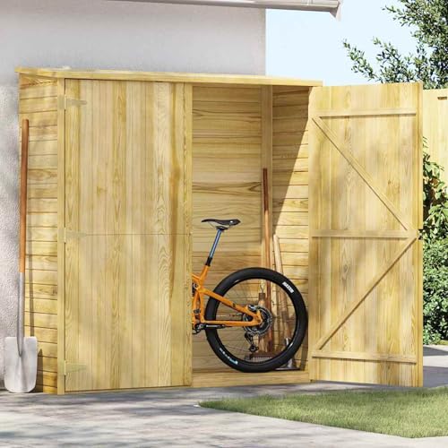 Gecheer Caseta Herramientas jardín Madera Pino impregnada 163x50x171 cm,Cobertizo Caseta Jardin Exterior Casetas de Jardin trastero Exterior