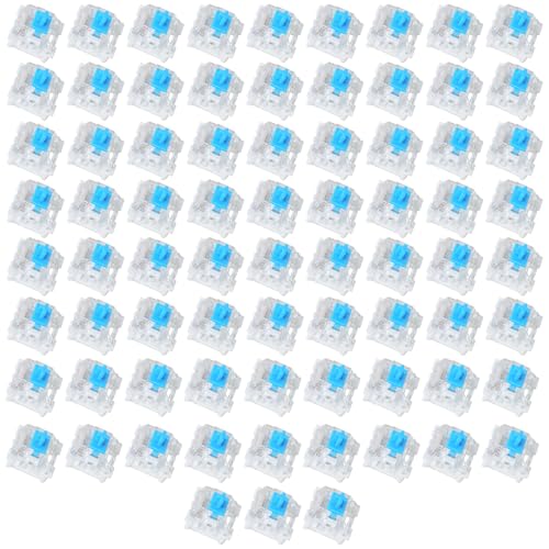 72 Pieces Blue Mechanical Keyboard Switches, 3 Pin Pre-Lubricated Clicky Key Switches, Dustproof and...